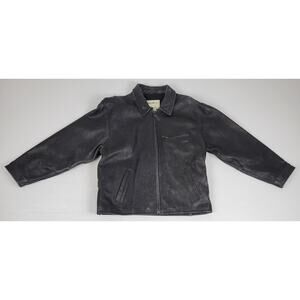 Vintage 90s Eddie Bauer Leather‎ Jacket Womens Large Black Moto Biker Distressed